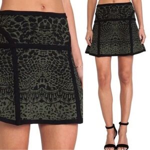 Diane Von Furstenberg Black and Green Mini Skirt DVF